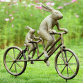 creative cartoon European style bronze casting animal garden rabbit riding bicycle for square piazza decoration
